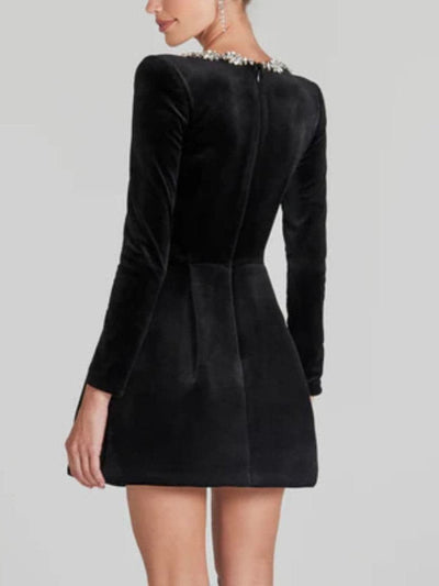 MARIBEL – PEARL-TRIMMED EVERYDAY FITTED DRESS